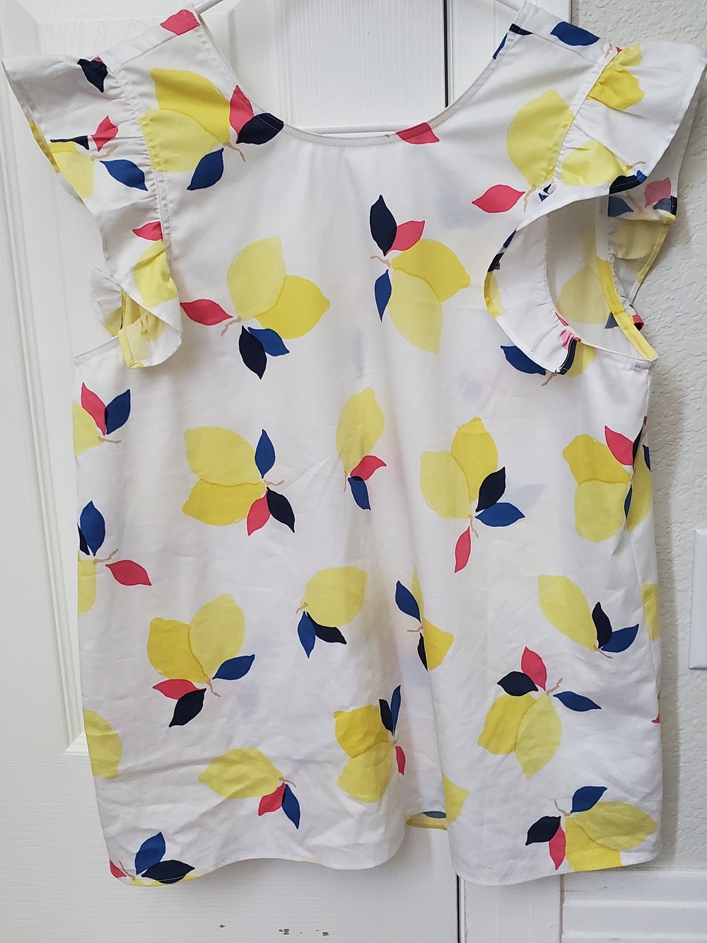 kate spade White Top with Yellow, Navy and Pink Lemon Print